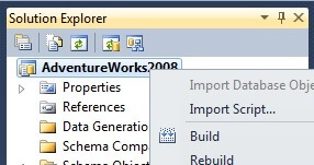 rom within Visual Studio, right-click on the Database Project in the Solution Explorer 