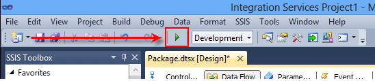 Click the play button on the toolbar to debug