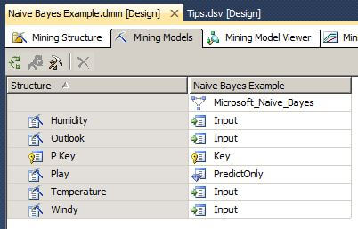 the Mining Model tab of the data mining model that was created