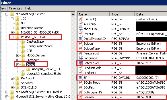 SQL Server 2008 R2 Enterprise Edition Analysis Service Patch Level and Service Pack Info