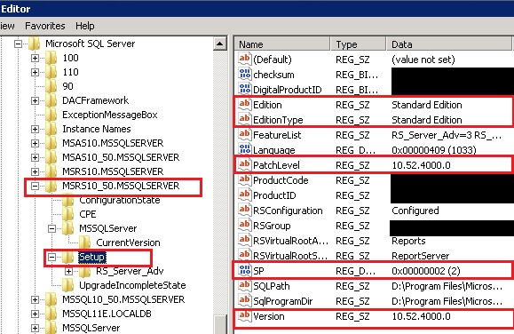 SQL Server 2008 R2 Standard Edition Reporting Service Patch Level and Service Pack Info