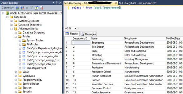 you can see data gets synchronized in the on-premises SQL Server database