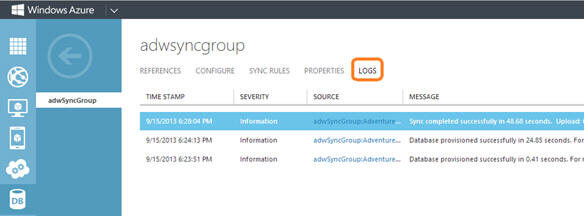 You can go to LOGS tab of the sync group to analyze the logs generated by sync service during data synchronization