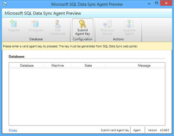 launch Microsoft SQL Data Sync Agent application 
