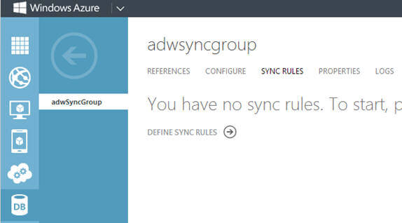 click on SYNC RULES then click on DEFINE SYNC RULES link 