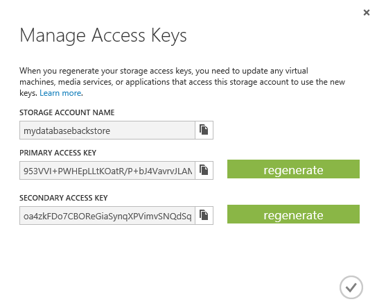 can click on Manage Access Keys for managing primary and secondary access keys used when connecting to storage account.
