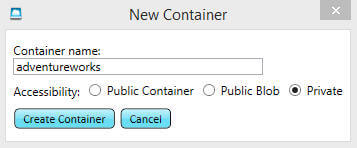 Please specify the name of the container and accessibility type