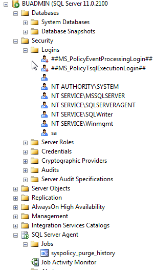 If you expand Databases, Security/Logins, SQL Server Agent/Jobs, etc. you will see it looks like a fresh copy of SQL Server