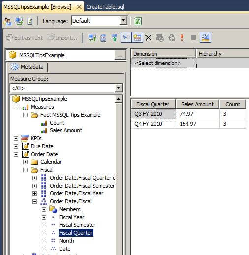 browse the cube in SQL Server Management Studio