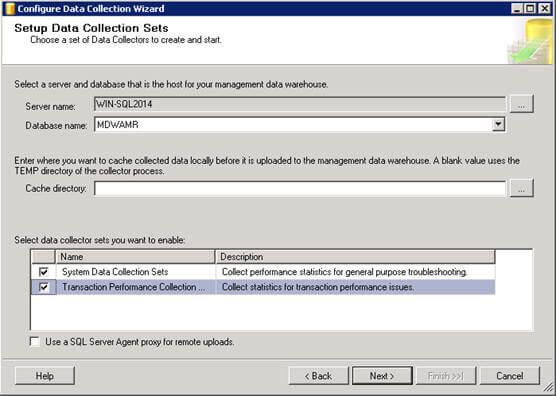 Enable the System Data Collection Sets and Transaction Performance Collection Sets