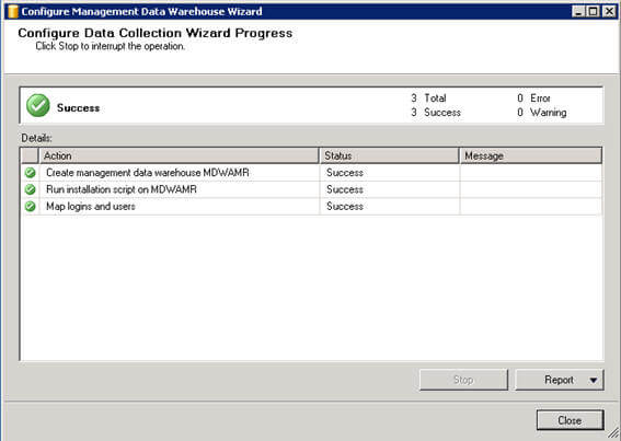 Once management data warehouse is configured successfully, you can see a similar screen 