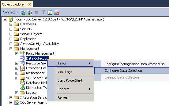 Configure Data Collection in Management Studio
