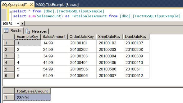 We can also execute a T-SQL query to view the rows 