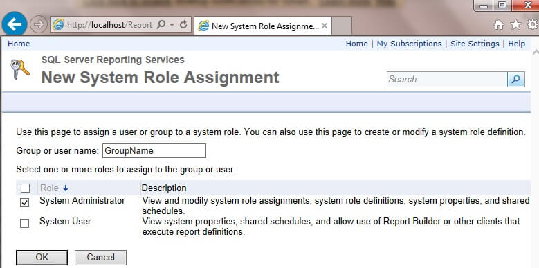 select the System Administrator checkbox