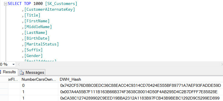 Hashes in the destination table