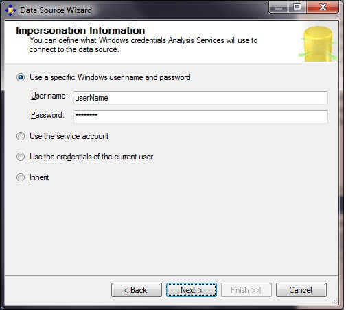 Use a specific Windows user name and password