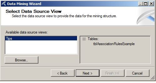 On the Select Data Source View page, choose "Tips"