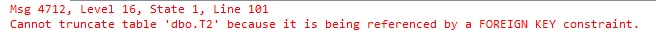 If you attempt to truncate any of the tables you get this error: