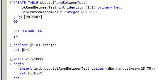 The GeneratedRandomValue column will be populated using our new RANDBETWEEN function. 