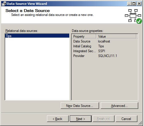 On the Select a Data Source page in the Relational data sources list box