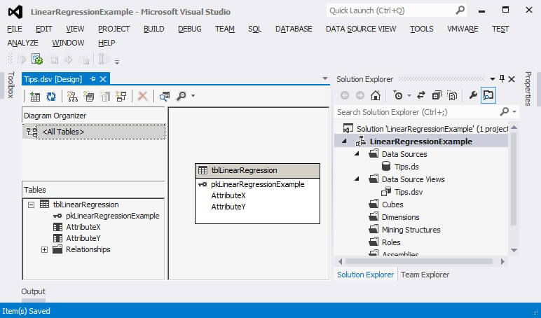 The data source view now appears in the Solution Explorer window.