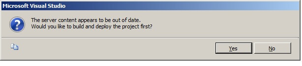 When asked if "Would you like to build and deploy the project first?", choose "Yes". 