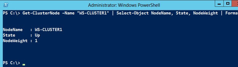 Verify if the settings were applied by running the Get-ClusterNode PowerShell cmdlet and displaying the State and NodeWeight properties. 
