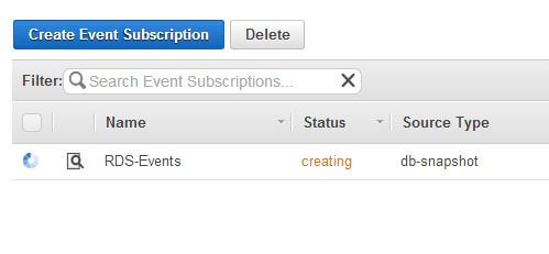 Event subscription creation status