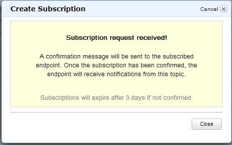 Subscription request confirmation