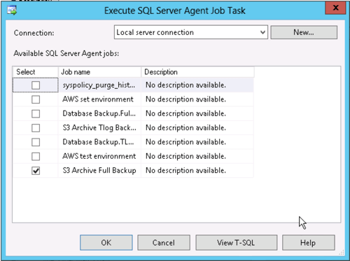 In SQL Server Management Studio if we want to run an external command from a maintenance plan we need to use the "execute SQL Server agent job" task