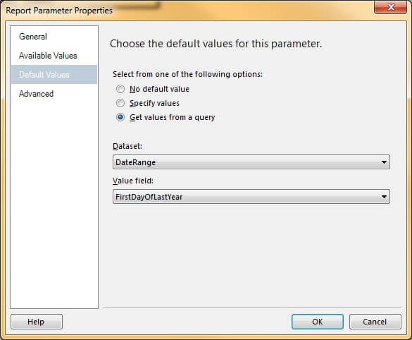 Parameter - Default Values Tab