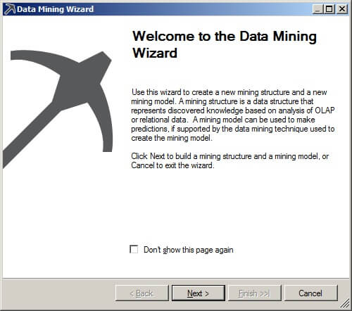 First page of the data mining wizard
