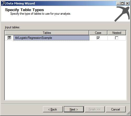 Specify table types