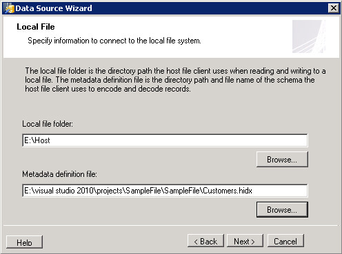 Step 2 of Host File Client Data Source Wizzard.