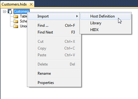 Import Host File Definition.