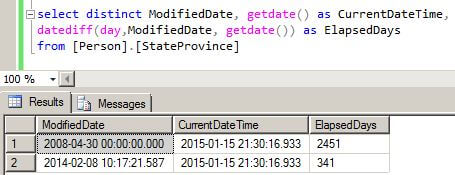 Datediff and getdate functions