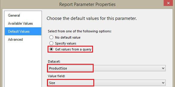Setting Select All default value for Size Report parameter