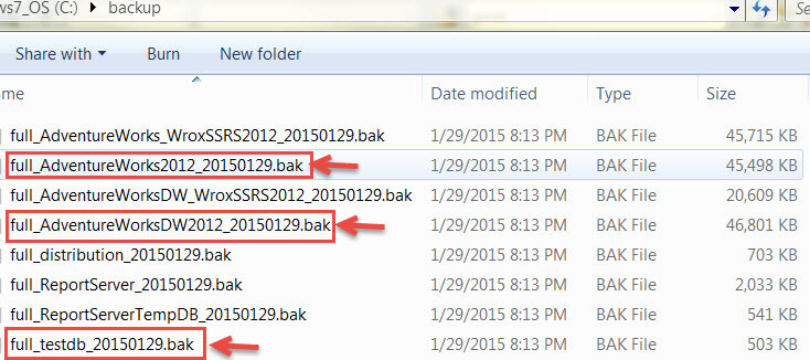 backup folder status