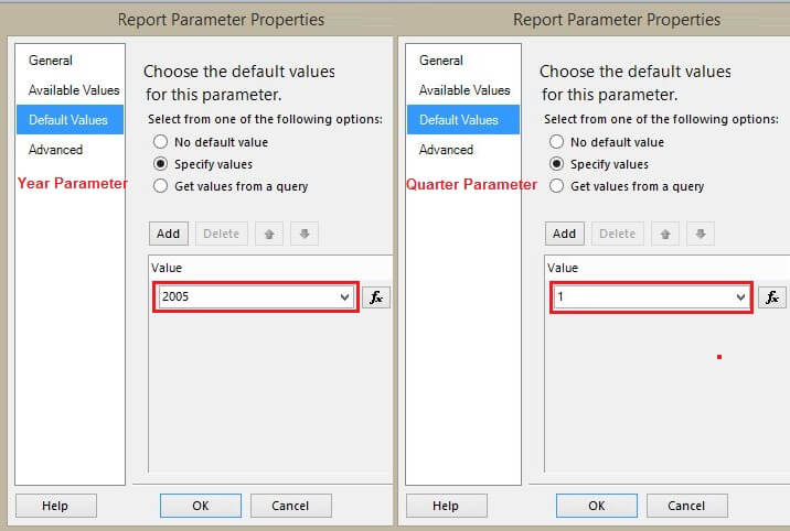 Report Parameter Default Tab Changes
