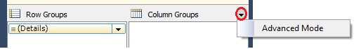 Tablix Column Groups Advance Mode