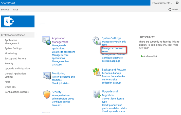 SharePoint Central Administration web site