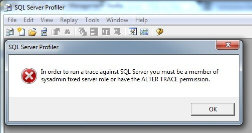 Error during launching SQL Server Profiler by a non SA account