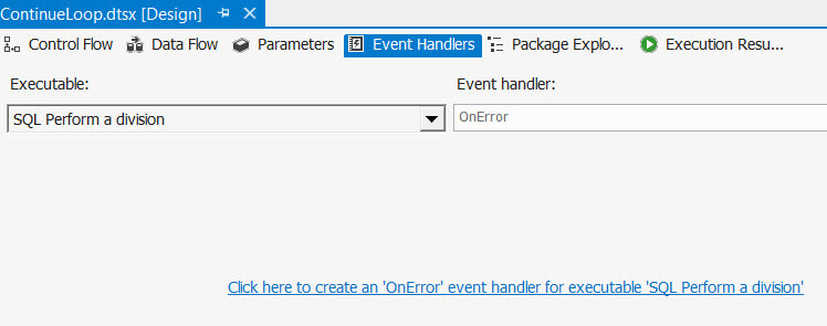 The event handlers tab