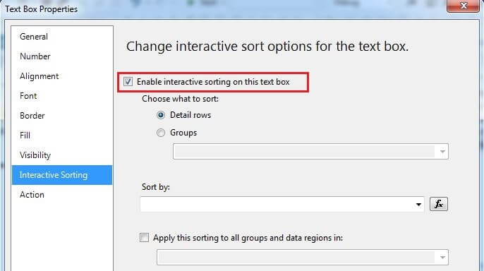 Enable Interactive Sorting Option For YearlyIncome Textbox