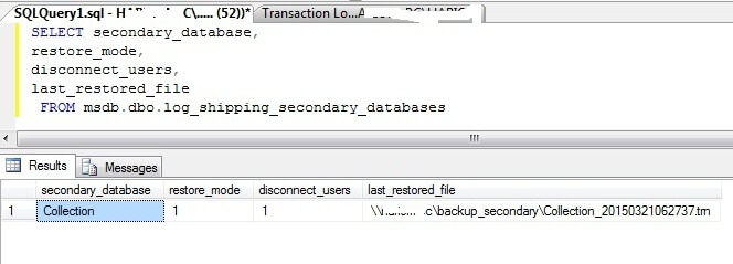 Check LS secondary db mode by t-sql