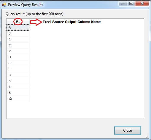 Sample Data Preview in Excel Source