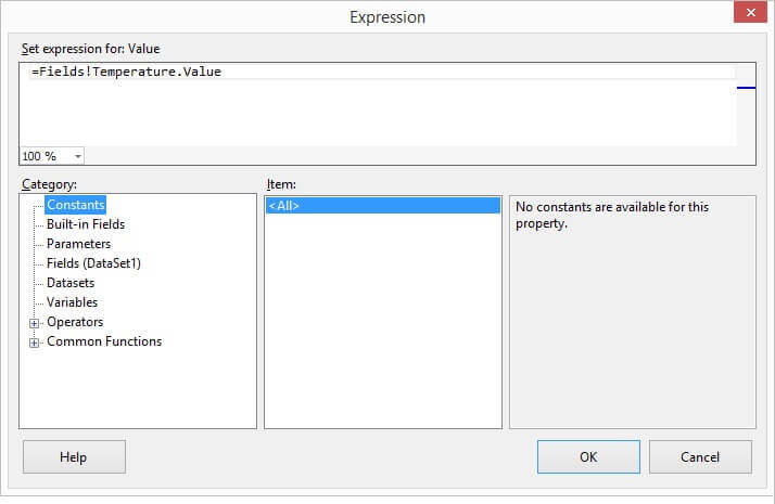 Default value when the Expression builder is displayed