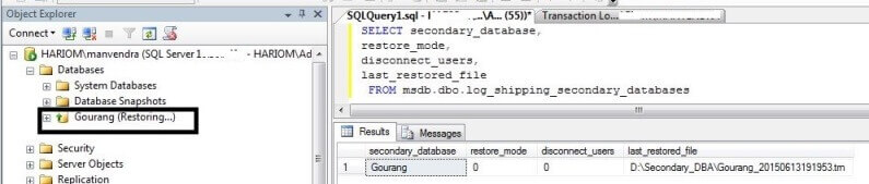 Check restore mode of secondary database