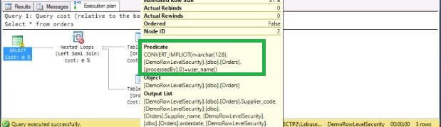 Query Plan for SQL Server 2016 Row Level Security