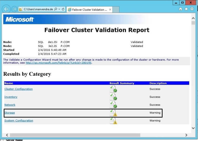 Cluster validation Result